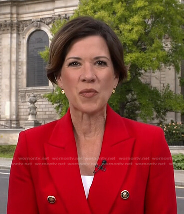 Kelly Cobiella’s red double breasted blazer on Today