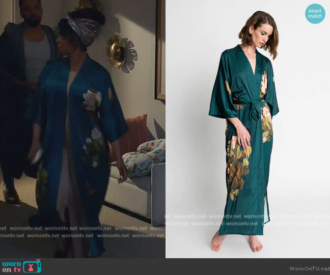 Kim + Ono Peony and Butterfly Kimono Robe worn by Lola Carmichael (Simone Missick) on All Rise