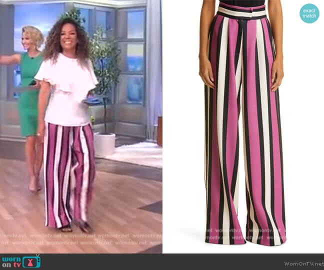Kimberly Goldson Liza Satin Cuff Wide Leg Pants worn by Sunny Hostin on The View