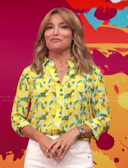 Kit’s lemon print blouse on Access Hollywood