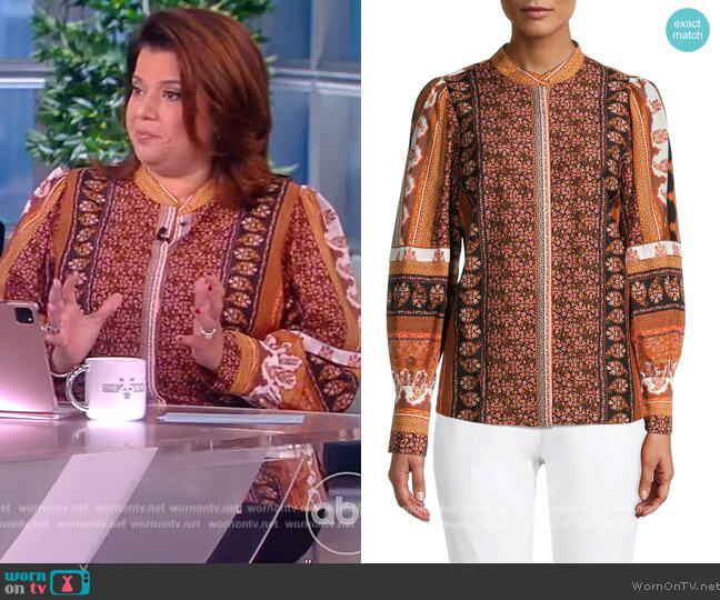 Kobi Halperin Amy Printed Blouse worn by Ana Navarro on The View