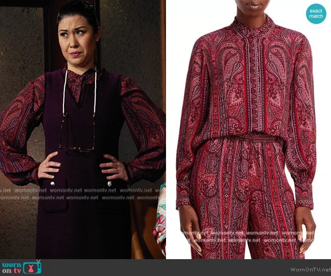 Kobi Halperin Heni Silk Blouse worn by Sherri Kansky (Ruthie Ann Miles) on All Rise