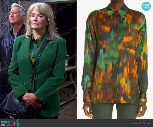 Lafayette 148 NY Tess Abstract Print Blouse worn by Marlena Evans (Deidre Hall) on Days of our Lives