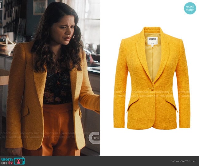 L'Agence Chamberlain Blazer in Dark Mustard worn by Mel Vera (Melonie Diaz) on Charmed