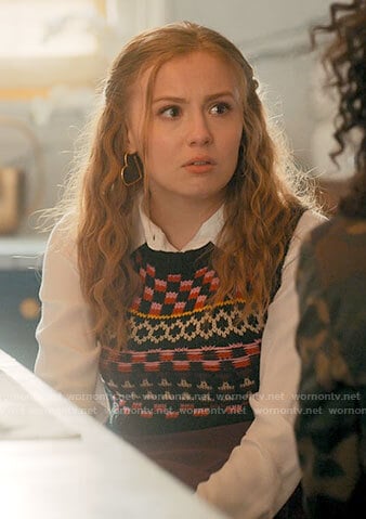 Lake’s mixed print sweater vest on Love Victor
