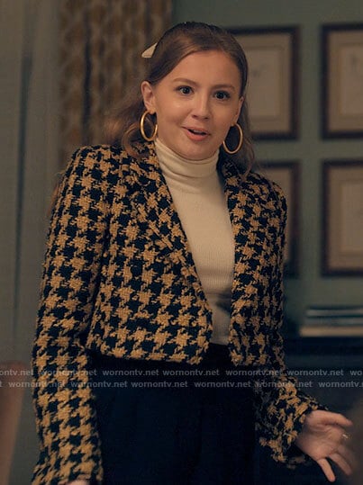 Lake’s tweed houndstooth cropped jacket on Love Victor