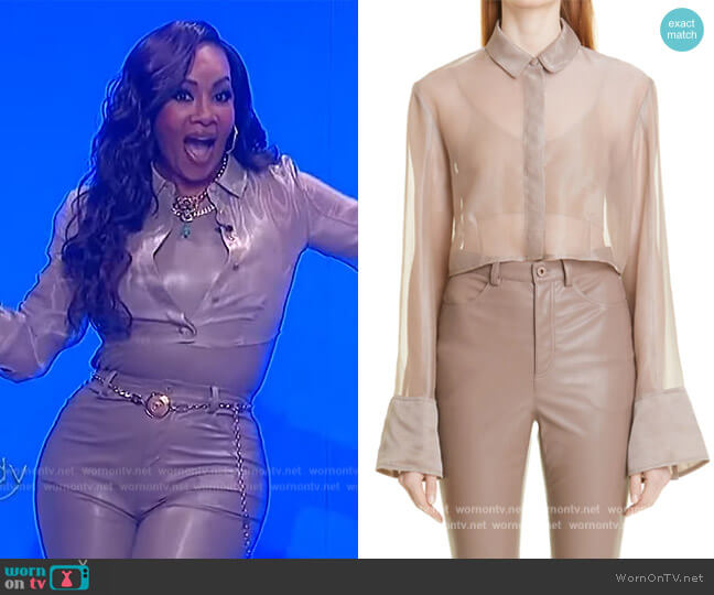 Lapointe Sheer Crop Button-Up Shirt