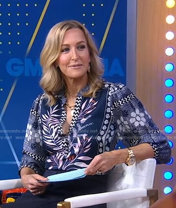 Lara’s floral v-neck blouse on Good Morning America