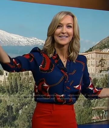 Lara’s blue floral blouse on Good Morning America