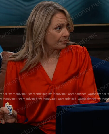 Gladys’ red satin blouse on General Hospital