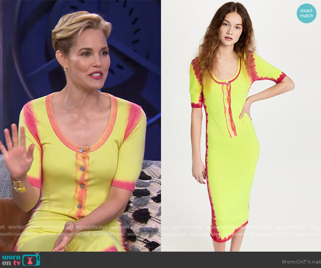 Prabal Gurung Painted Seam Cashmere Midi Dress
