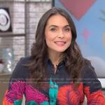 Lilia Luciano’s black flower print jumpsuit on CBS Mornings