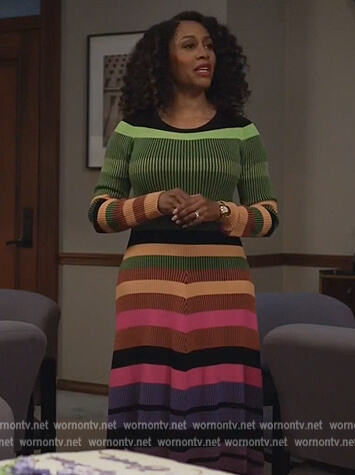 Lola’s stripe ribbed dress on All Rise
