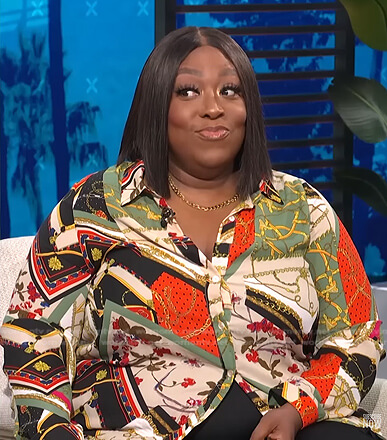 Loni’s mixed print blouse on E! News Daily Pop