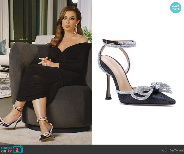 Mach & Mach Double Crystal Bow Pointed Toe Pump worn by Nina Ali (Nina Ali) on The Real Housewives of Dubai