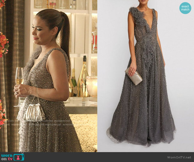 Marchesa Embellished V-Neck Gown worn by Cristal Jennings (Daniella Alonso) on Dynasty