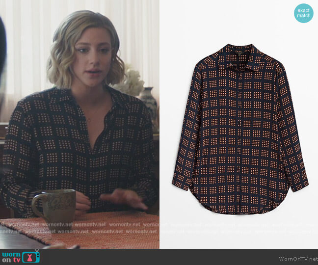 Massimo Dutti Flowing Printed Shirt worn by Betty Cooper (Lili Reinhart) on Riverdale