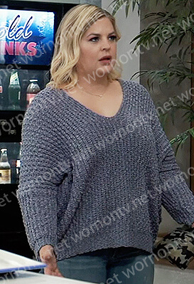 Maxie’s gray knit sweater on General Hospital