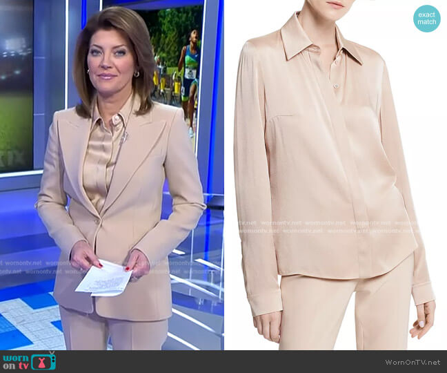 Michael Kors Hansen Button-Front Shirt worn by Norah O'Donnell on CBS Evening News