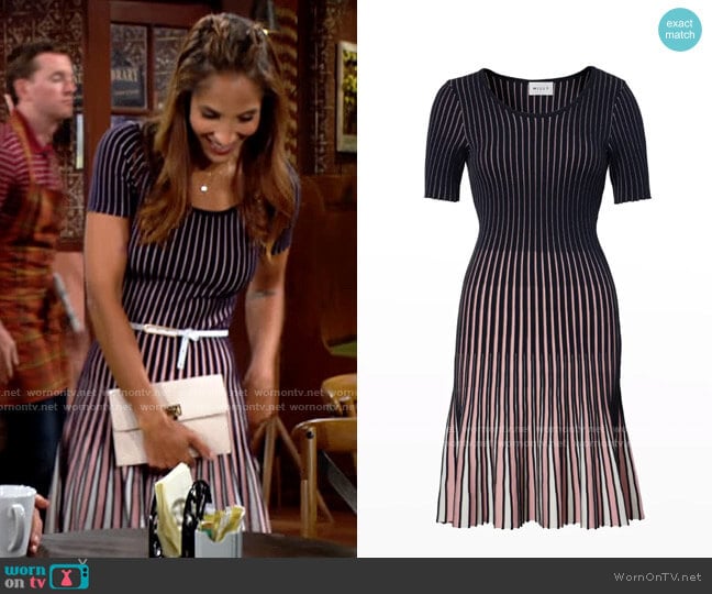 Milly Inset Stripe Flare Godet Dress worn by Lily Winters (Christel Khalil) on The Young and the Restless