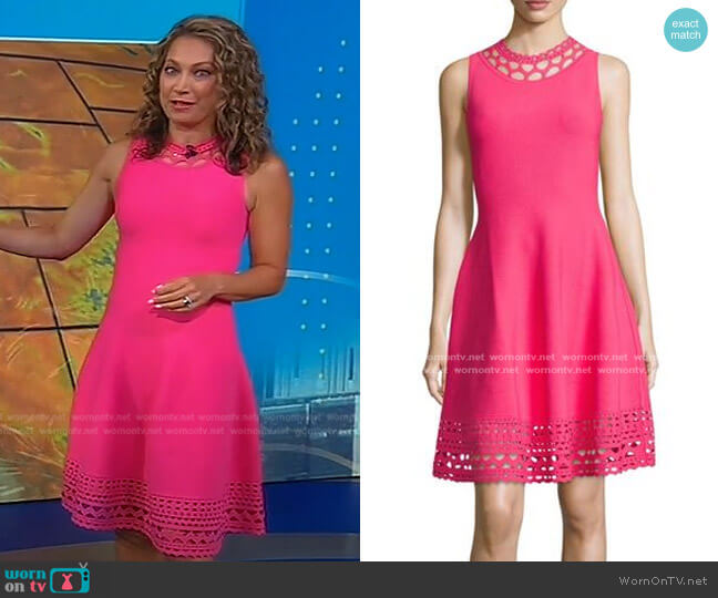 Milly Sleeveless Cutout Swing Dress worn by Ginger Zee on Good Morning America