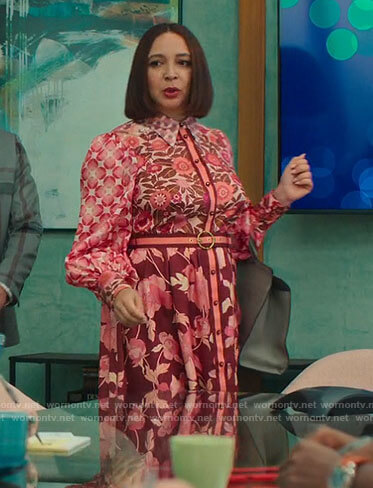 Molly’s pink mixed print shirtdress on Loot