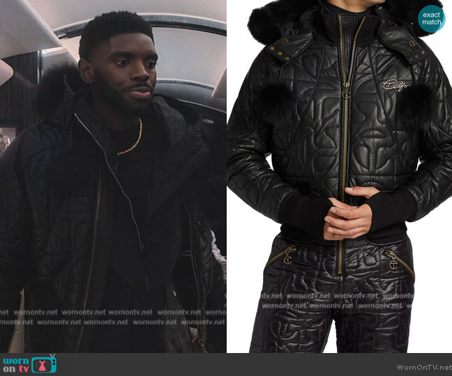 Moose Knuckles Moose Knuckles x Telfar Unisex Leather Bomber Jacket worn by Tom Swift (Tian Richards) on Tom Swift