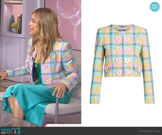 Moschino Plaid Heart Button Jacket