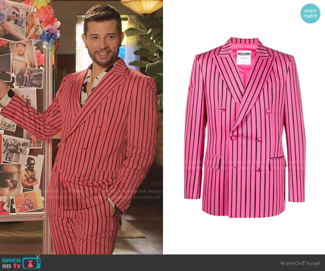 Mocshino Striped Double-Breasted Blazer worn by Sam Flores (Rafael de la Fuente) on Dynasty