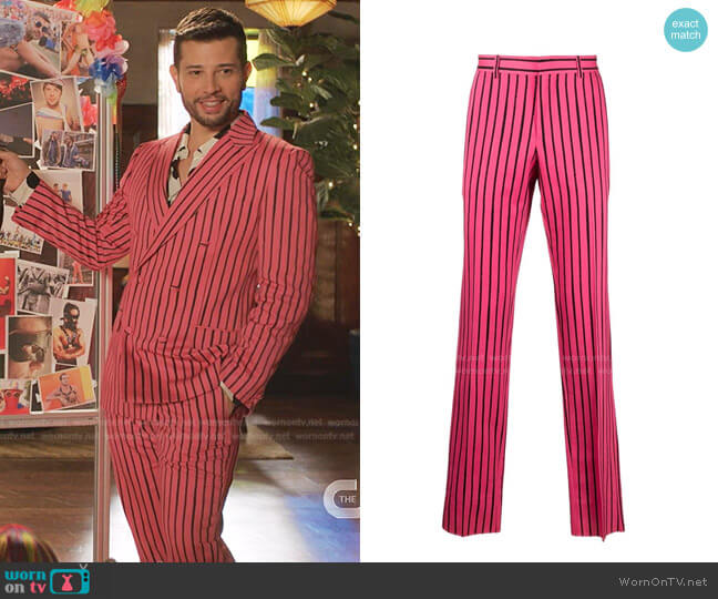 Mocshino Striped Tailored Trousers worn by Sam Flores (Rafael de la Fuente) on Dynasty