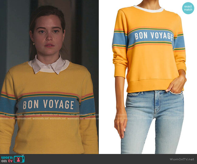 Mother Koozie Bon Voyage Stripe Cotton Sweatshirt worn by Juliette Fairmont (Sarah Catherine Hook) on First Kill