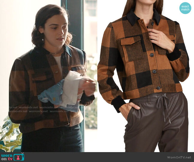 n:philanthropy Renzo Plaid Shirt Jacket worn by Lucy (Ava Capri) on Love Victor