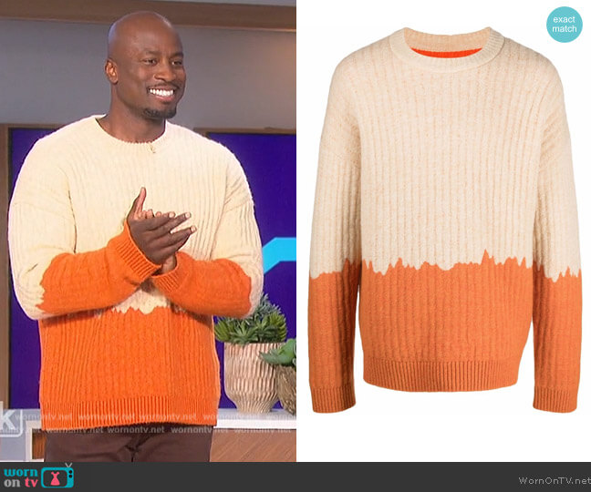 Nanushka Dip-dye ribbed-knit jumper worn by Akbar Gbajabiamila on The Talk