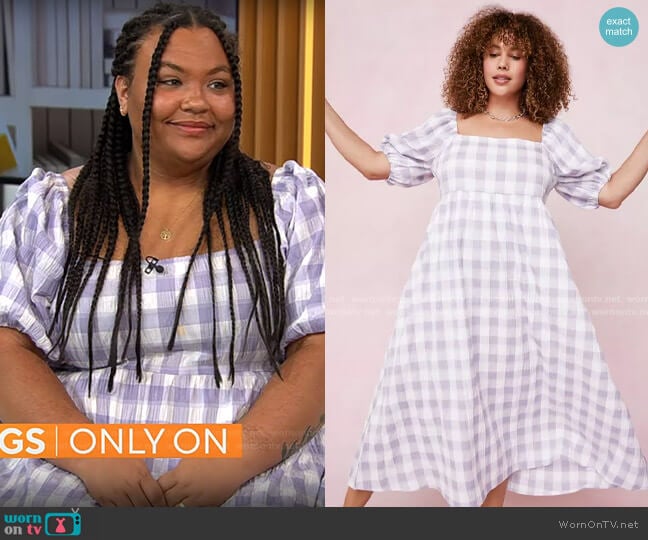 Nasty Gal Lilac Check Smock Midi Dress