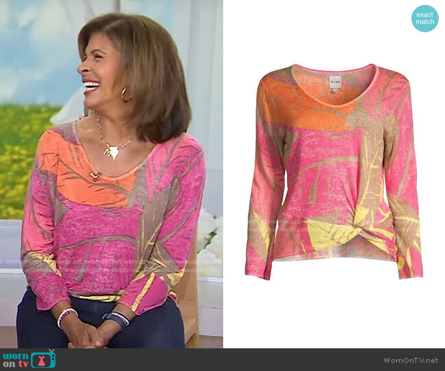 Nic + Zoe Full Bloom Twist Front Linen Blend Sweater worn by Hoda Kotb on Today