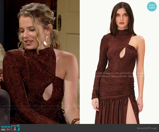 Nicholas Oriana Top in Umber worn by Summer Newman (Allison Lanier) on The Young and the Restless