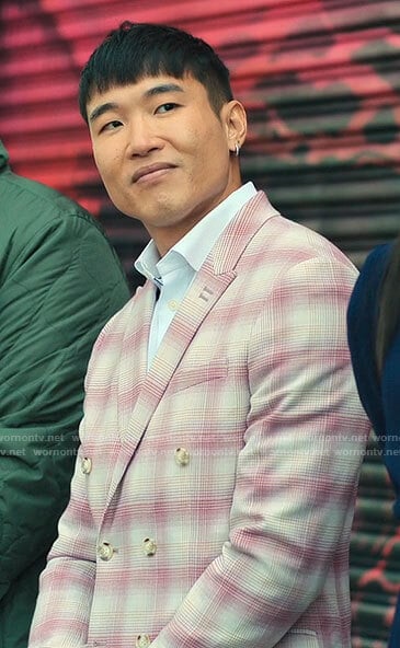 Nicholas’s pink plaid suit on Loot