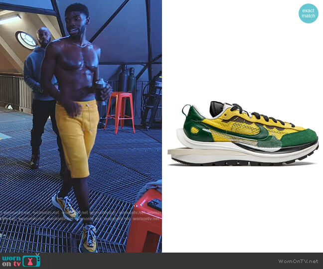 Nike x sacai VaporWaffle Tour Yellow Sneakers worn by Tom Swift (Tian Richards) on Tom Swift