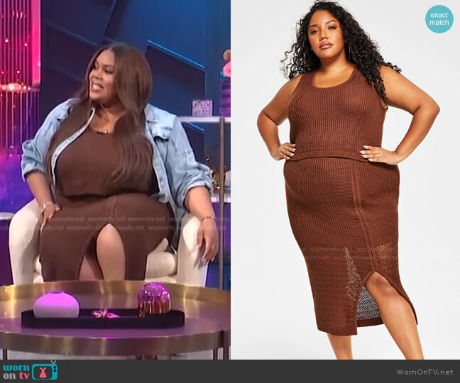 Nina Parker Trendy Plus Size Crochet Tank Top worn by Nina Parker on E! News