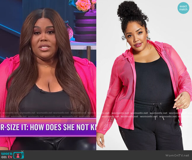 Nina Parker Trendy Plus Size Mesh Hoodie Jacket worn by Nina Parker on E! News