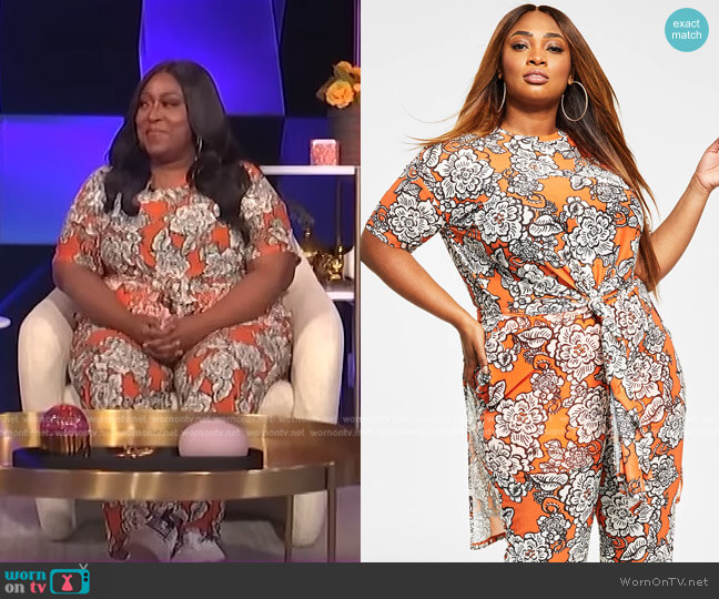 Nina Parker Trendy Plus Size Mesh Tunic worn by Loni Love on E! News