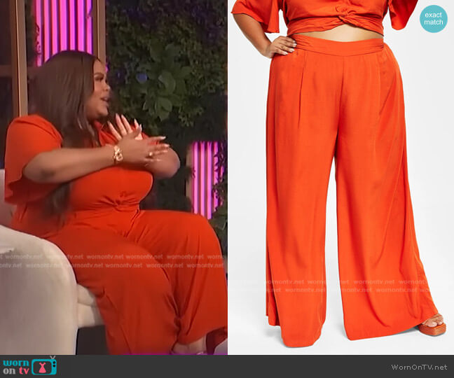 Nina Parker Trendy Plus Size Wide-Leg Pants worn by Nina Parker on E! News