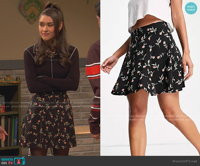 Topshop Rose Bud Button Through Skirt worn by Cami Rivera (Marissa Reyes) on Ravens Home