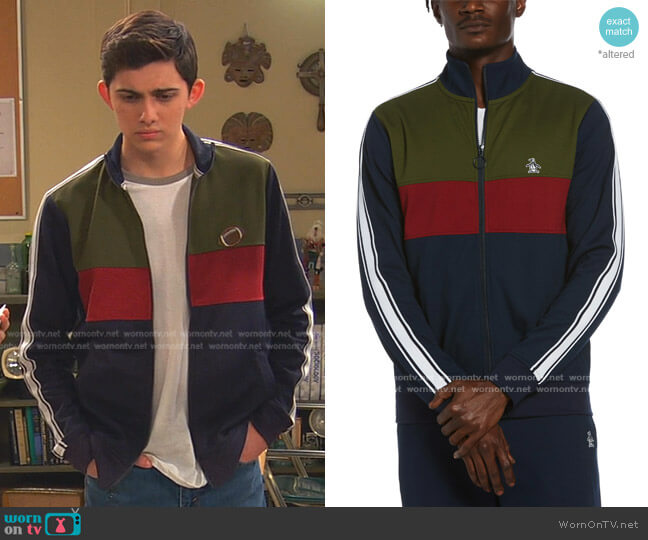Original Penguin Color Block Track Jacket worn by Neil (Felix Avitia) on Ravens Home