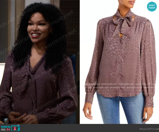 Paige Cleobelle Blouse worn by Portia Robinson (Brook Kerr) on General Hospital