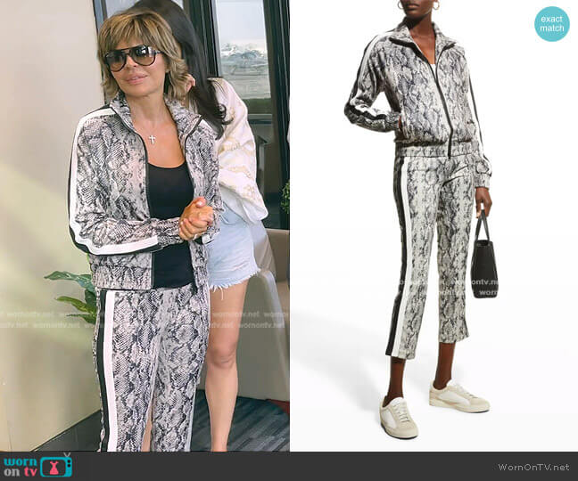 Pam & Gela Python Cropped Track Jacket worn by Lisa Rinna on The Real Housewives of Beverly Hills