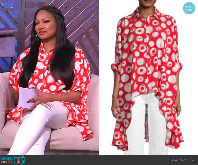 Patrizia Luca Printed Asymmetric Button-Down Shirt worn by Garcelle Beauvais on The Real