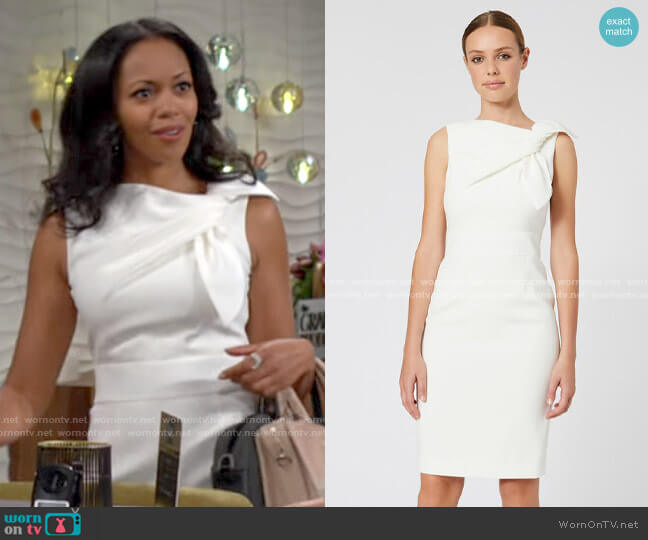 Paule Ka Satin Back Crepe Dress worn by Amanda Sinclair (Mishael Morgan) on The Young and the Restless