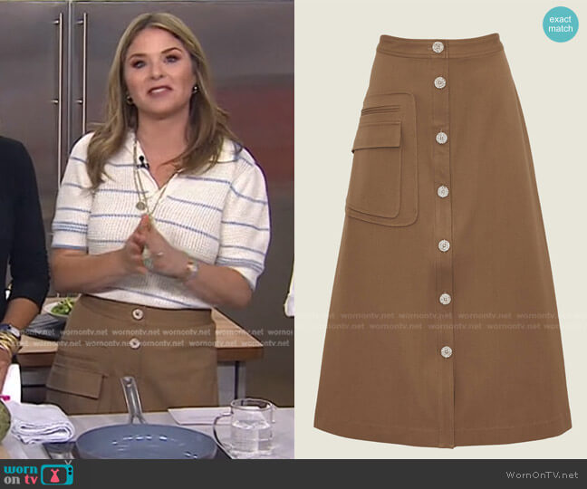 Pearl by Lela Rose Stretch Cotton Button Front Skirt worn by Jenna Bush Hager on Today
