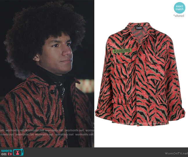 Pleasures Animal-print shirt jacket worn by Lino (Donovin Miller) on Tom Swift